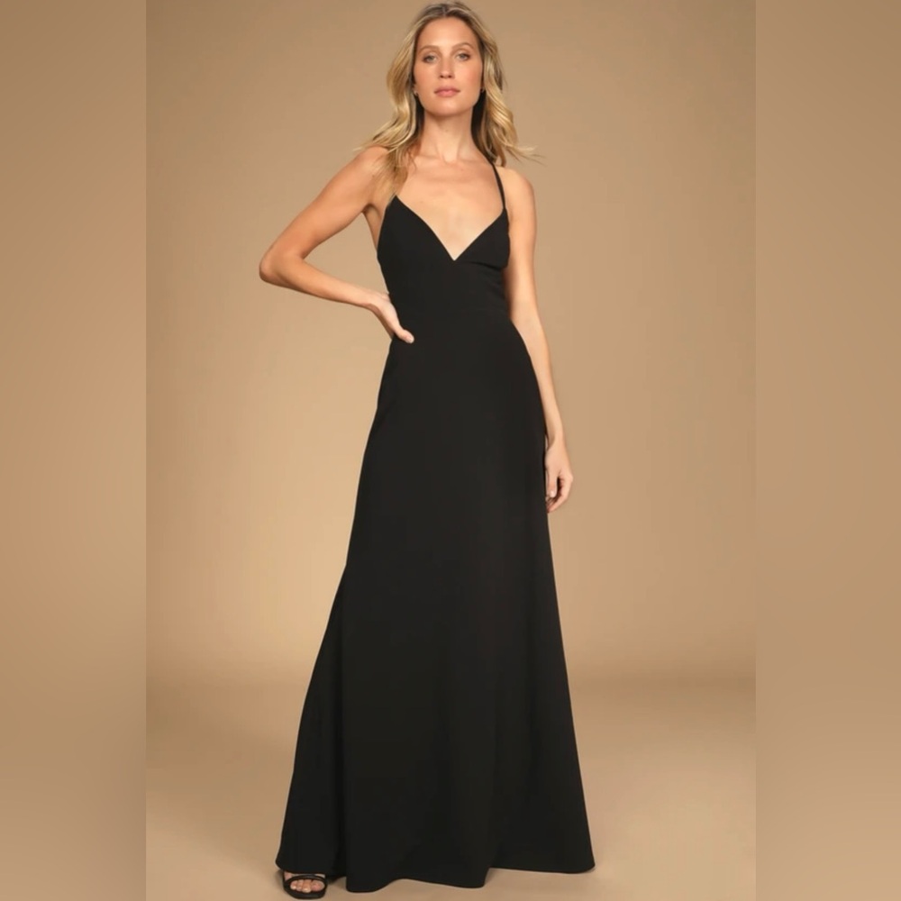 Be My Date Black Lace Up Maxi Dress from Lulus. New with tags small